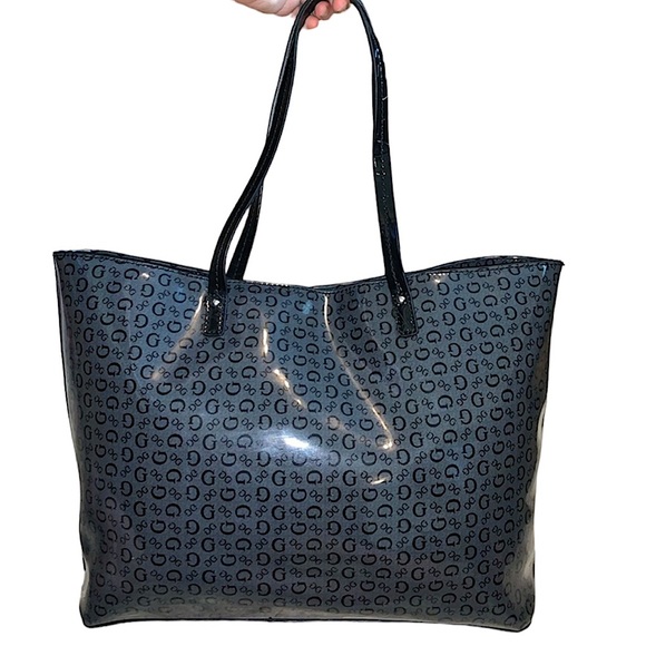 NWOT GUESS Designer Tote Bag Dark Grey/Black - Picture 3 of 10